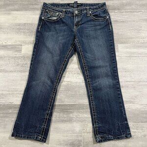 ZCO Premium Embroidered Capri Women's Jeans Size 13 (32X24) Low Rise Flap Pocket